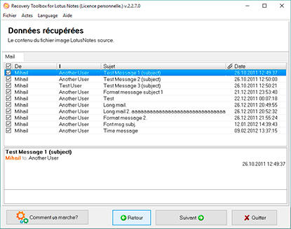 récupération pour lotus notes
