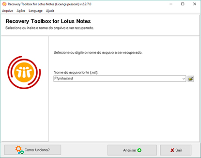 software de recuperação do Lotus Notes