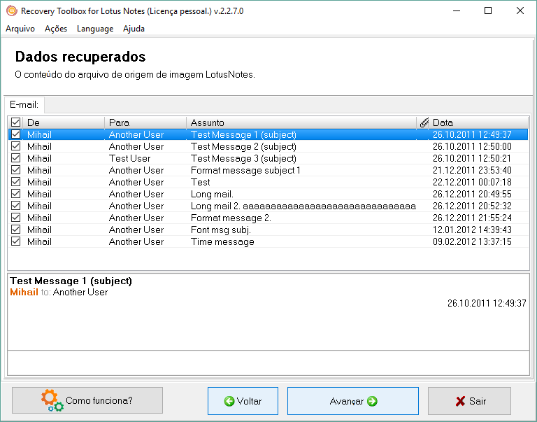 lotus notes ferramenta de reparo