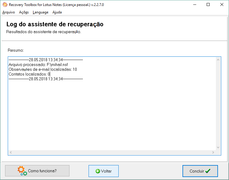 reparar dados de nsf corrompidos