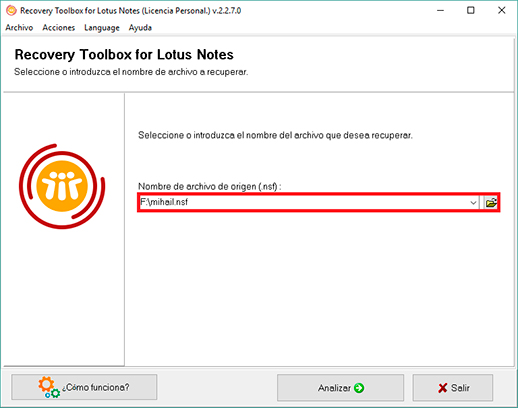 utilidad de reparación de .nsf