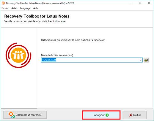 comment récupérer un fichier NSF endommagé