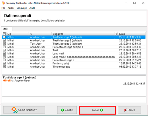 strumento di recupero nsf lotus notes