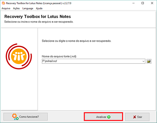 como recuperar um arquivo NSF danificado